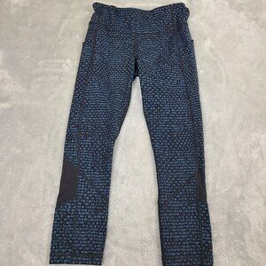 Lululemon Pace Rival Crop‎ Legging Shatter Weave Desert Teal Blue Womens 4